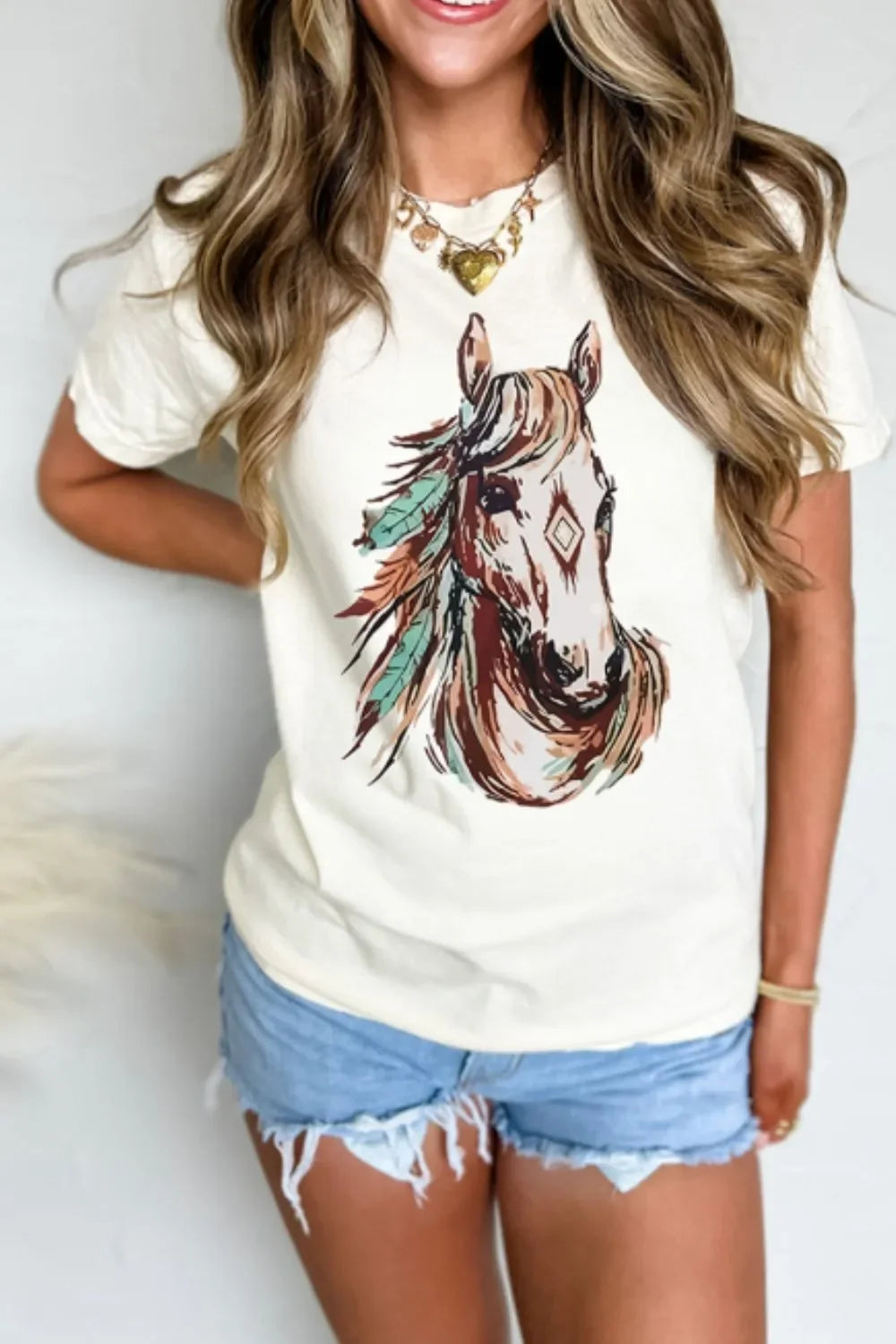 Western Aztec Horse Graphic Tee With Soft Stretch - Southern Shores Clothing