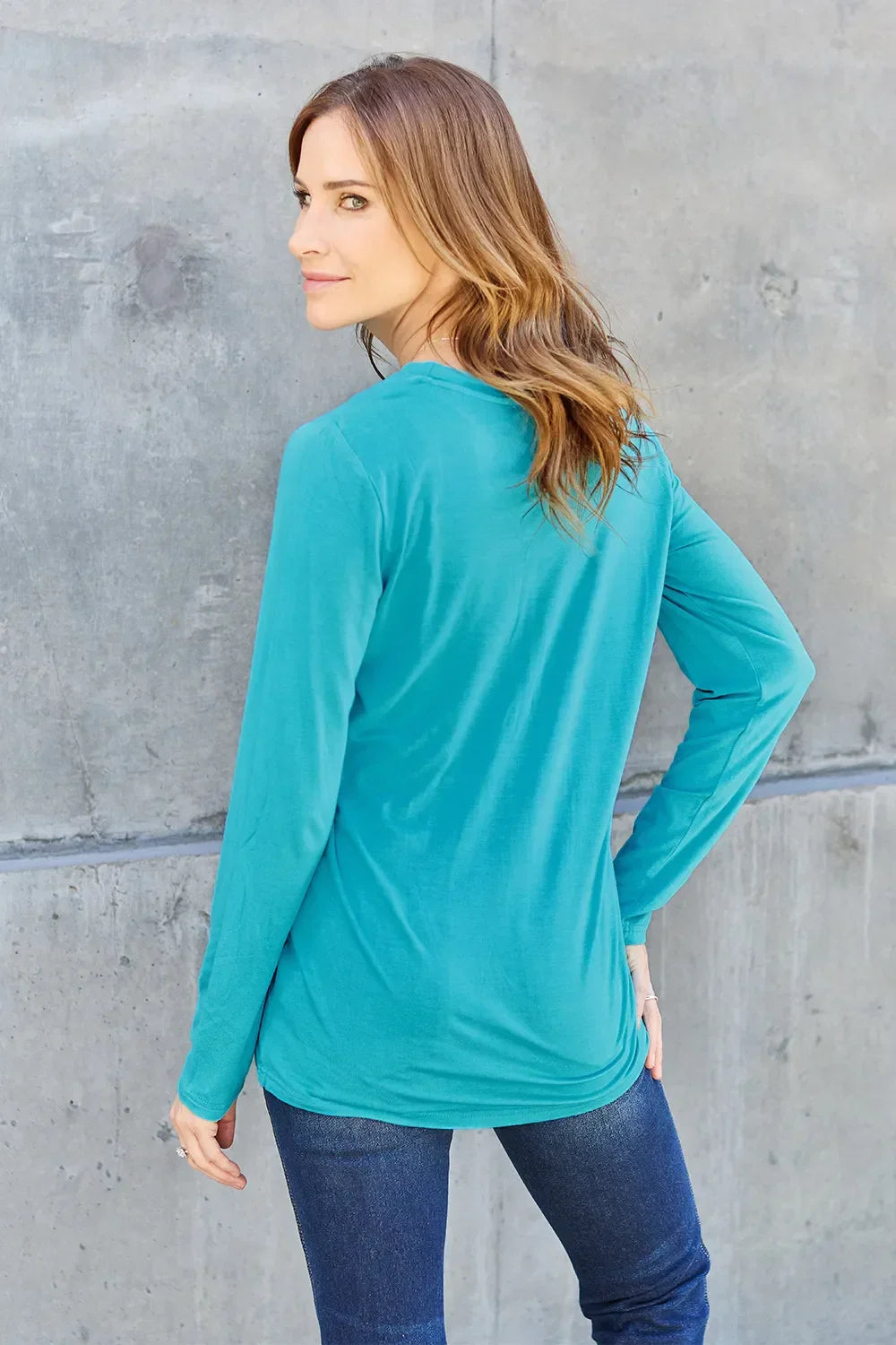 Basic Round Neck Long Sleeve Knit Top Silhouette - Southern Shores Clothing
