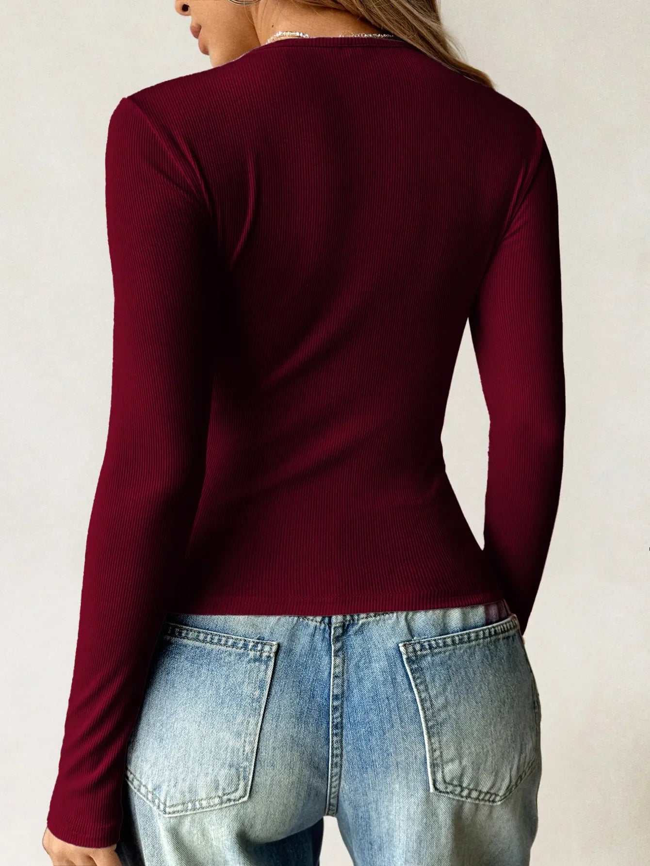 Ribbed Knit Long Sleeve T-Shirt - Southern Shores Clothing