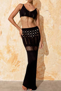 Openwork Scoop Neck Spaghetti Strap Swimsuit Cover Up Set - Southern Shores Clothing