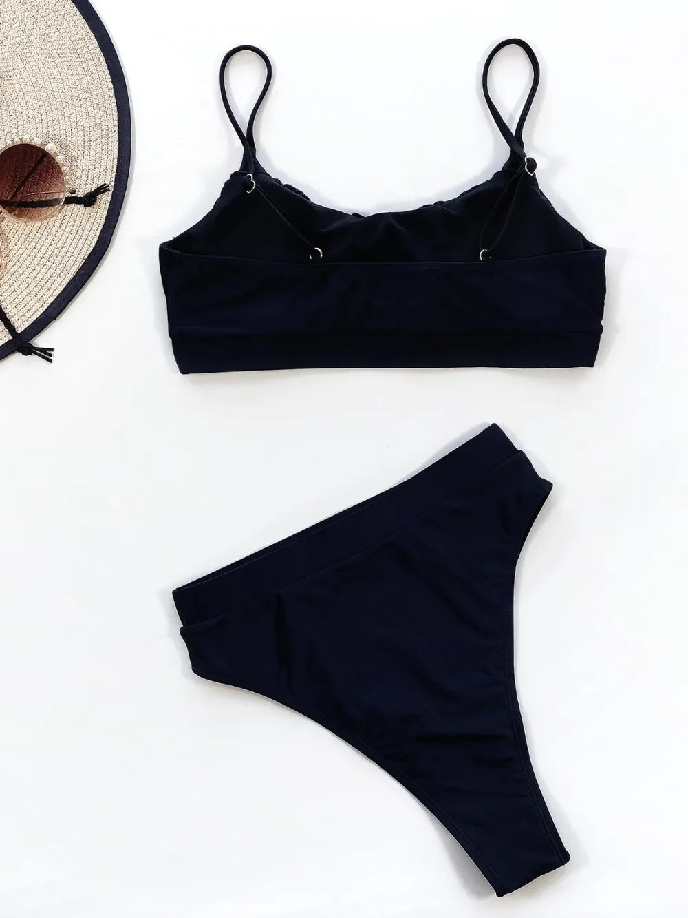 Ruched Adjustable Strap Two-Piece Swim Set With Removable Padding - Southern Shores Clothing