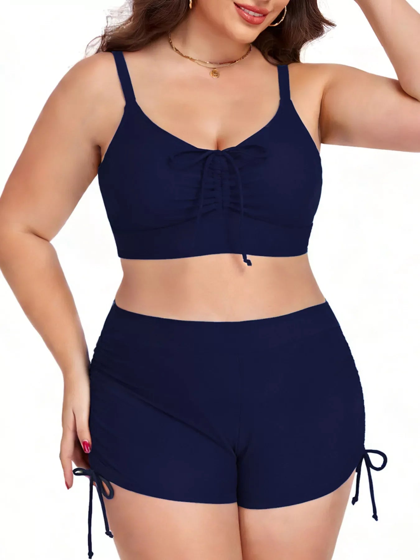 Ruched Drawstring Two-Piece Swim Set With Removable Padding - Southern Shores Clothing