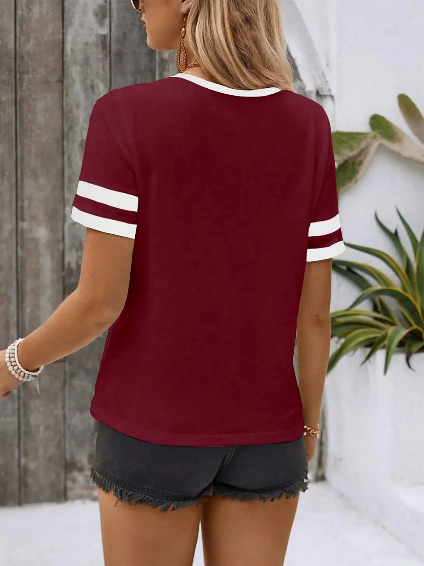 Striped Short Sleeve Stretch Half Zip T Shirt - Southern Shores Clothing