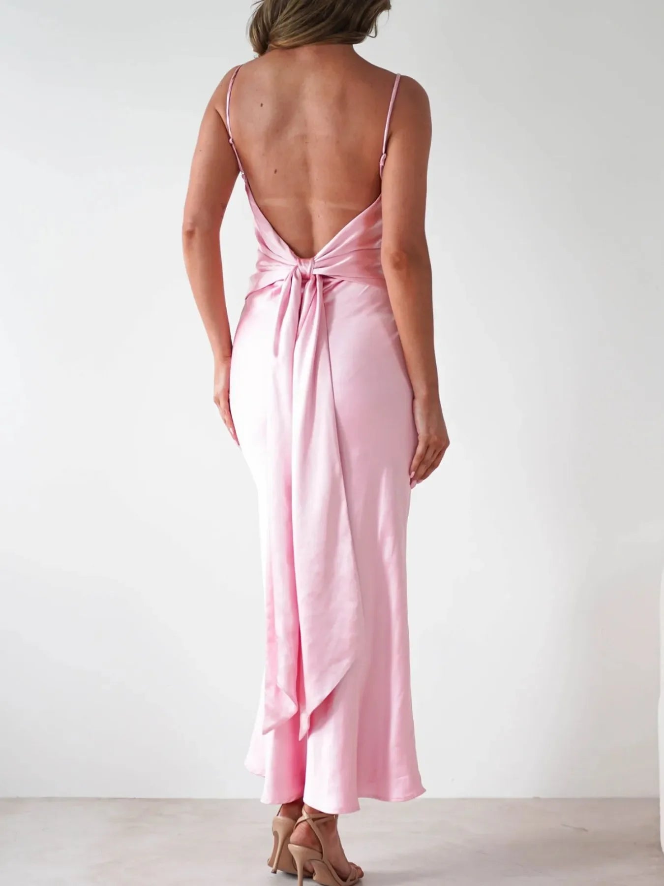 Satin Backless Cami Dress For Coastal Wear - Southern Shores Clothing