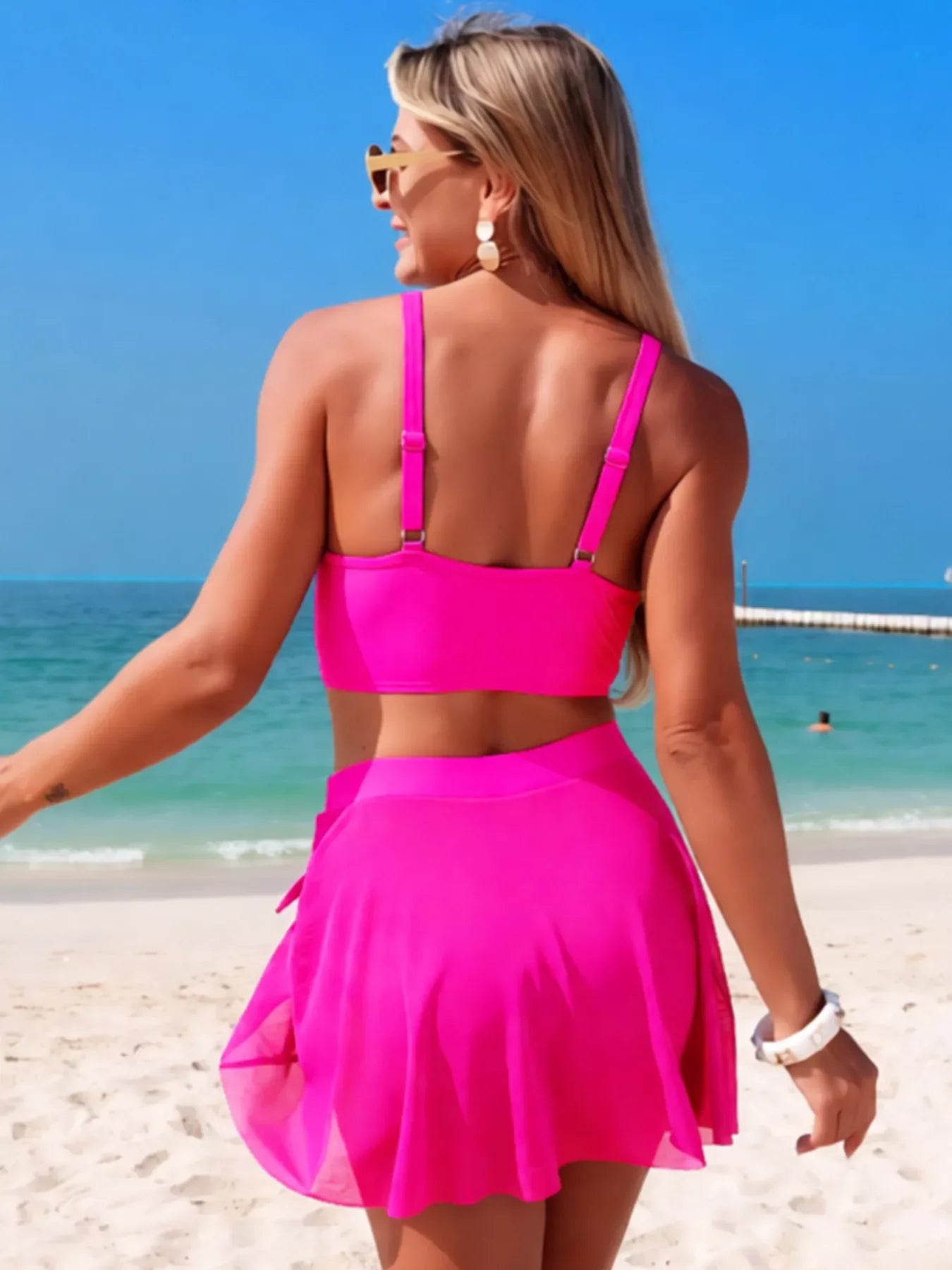 Two Piece Twist Front Cami And Skort Swim Set - Southern Shores Clothing