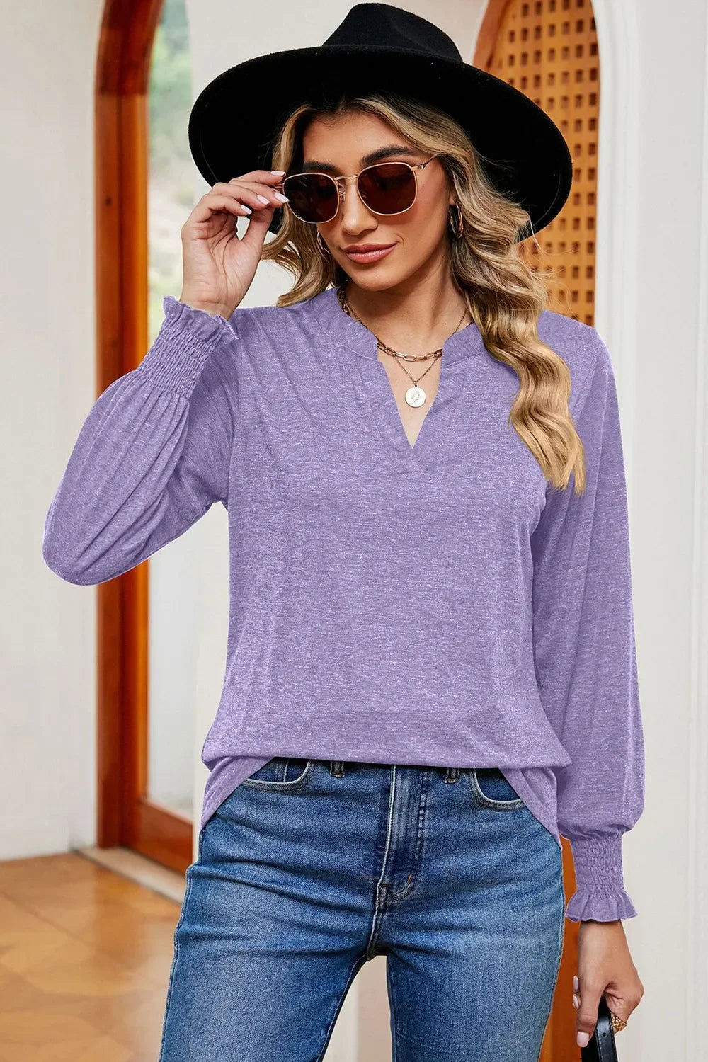 Notched Lantern Sleeve T-Shirt - Southern Shores Clothing