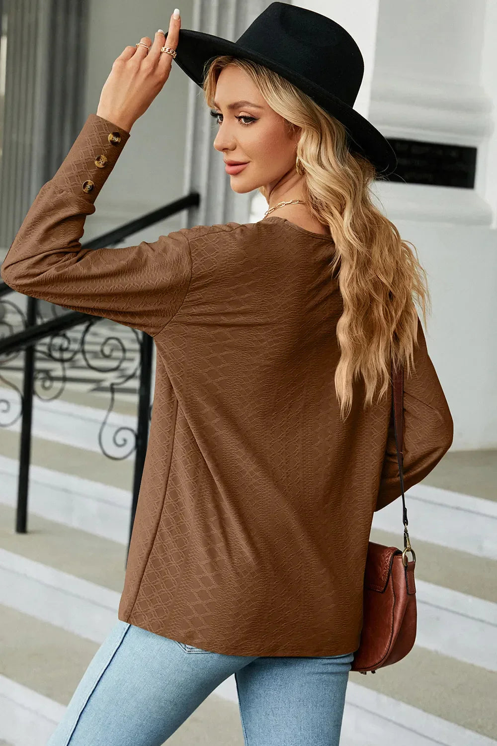 V-Neck Lantern Sleeve T-Shirt - Southern Shores Clothing