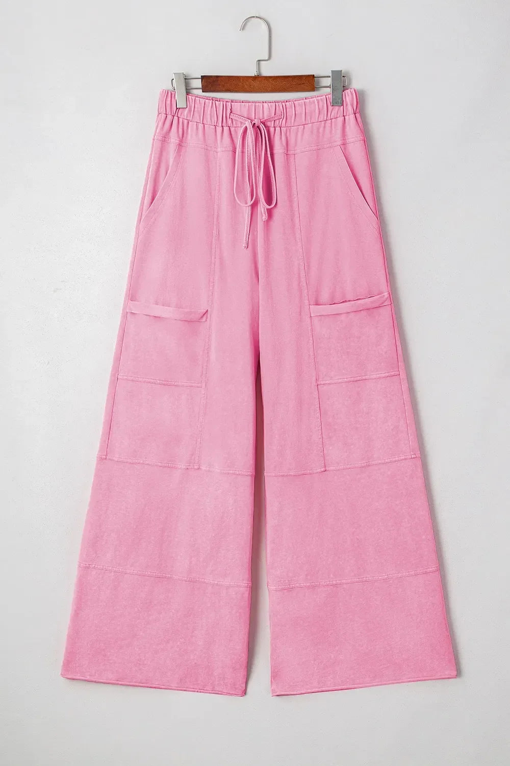 Mineral Wash High Waist Wide Leg Cotton Cargo Pants - Southern Shores Clothing