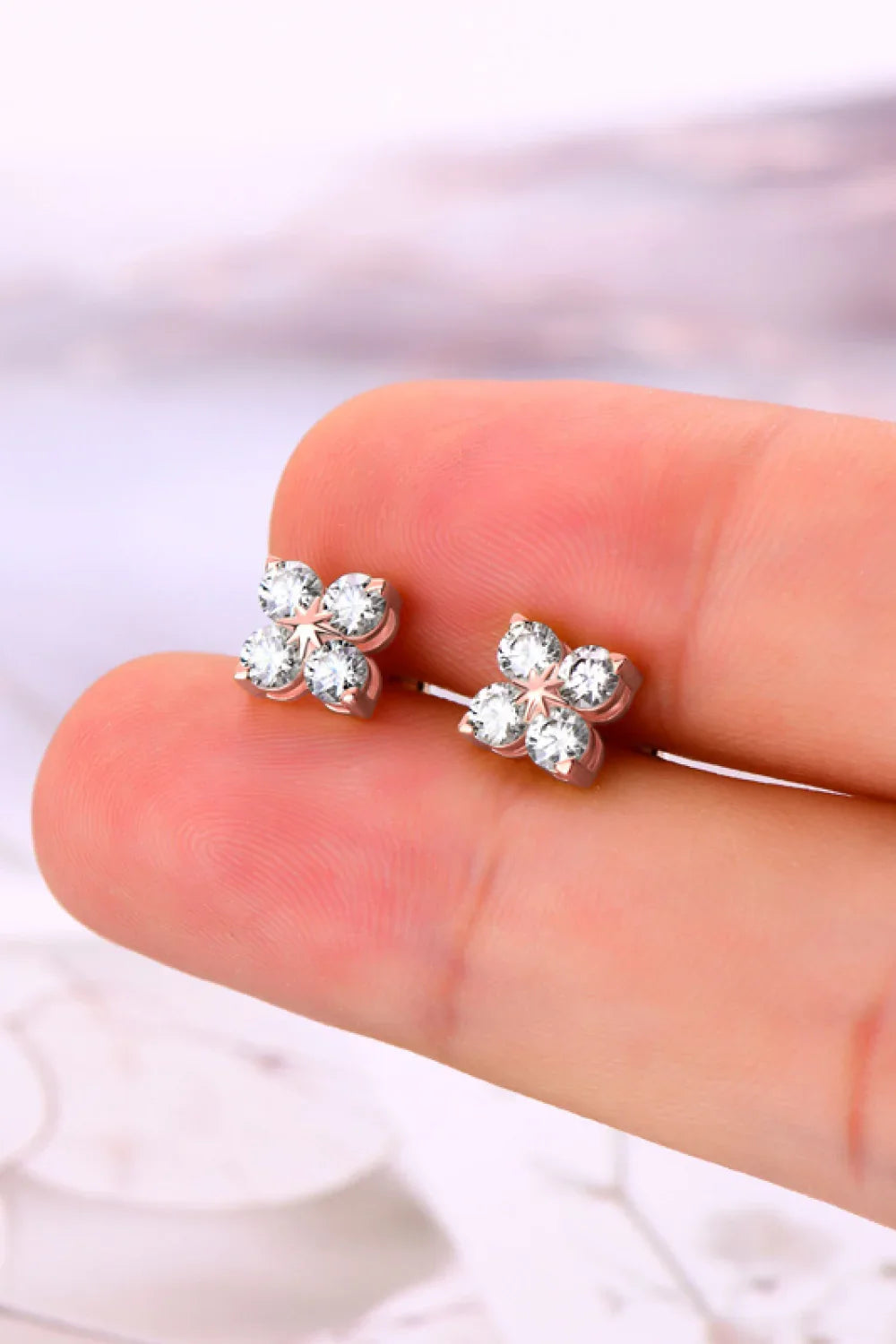 Moissanite Four Leaf Clover Earrings Sterling Silver - Southern Shores Clothing