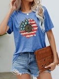 US Flag Flower Graphic Tee With Subtle Stretch - Southern Shores Clothing