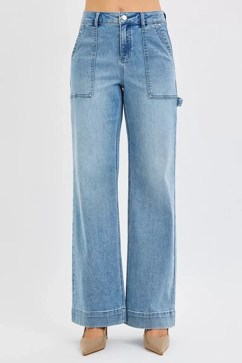 Plus Size High Rise Straight Leg Denim Stretch Jeans - Southern Shores Clothing
