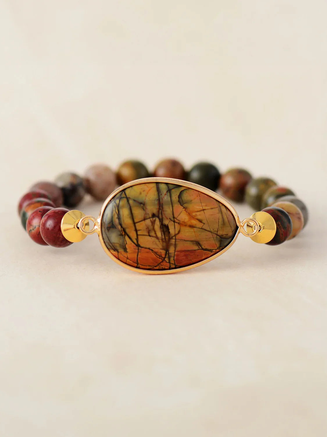 Natural Stone Beaded Geometric Bracelet Rose Gold Accent - Southern Shores Clothing
