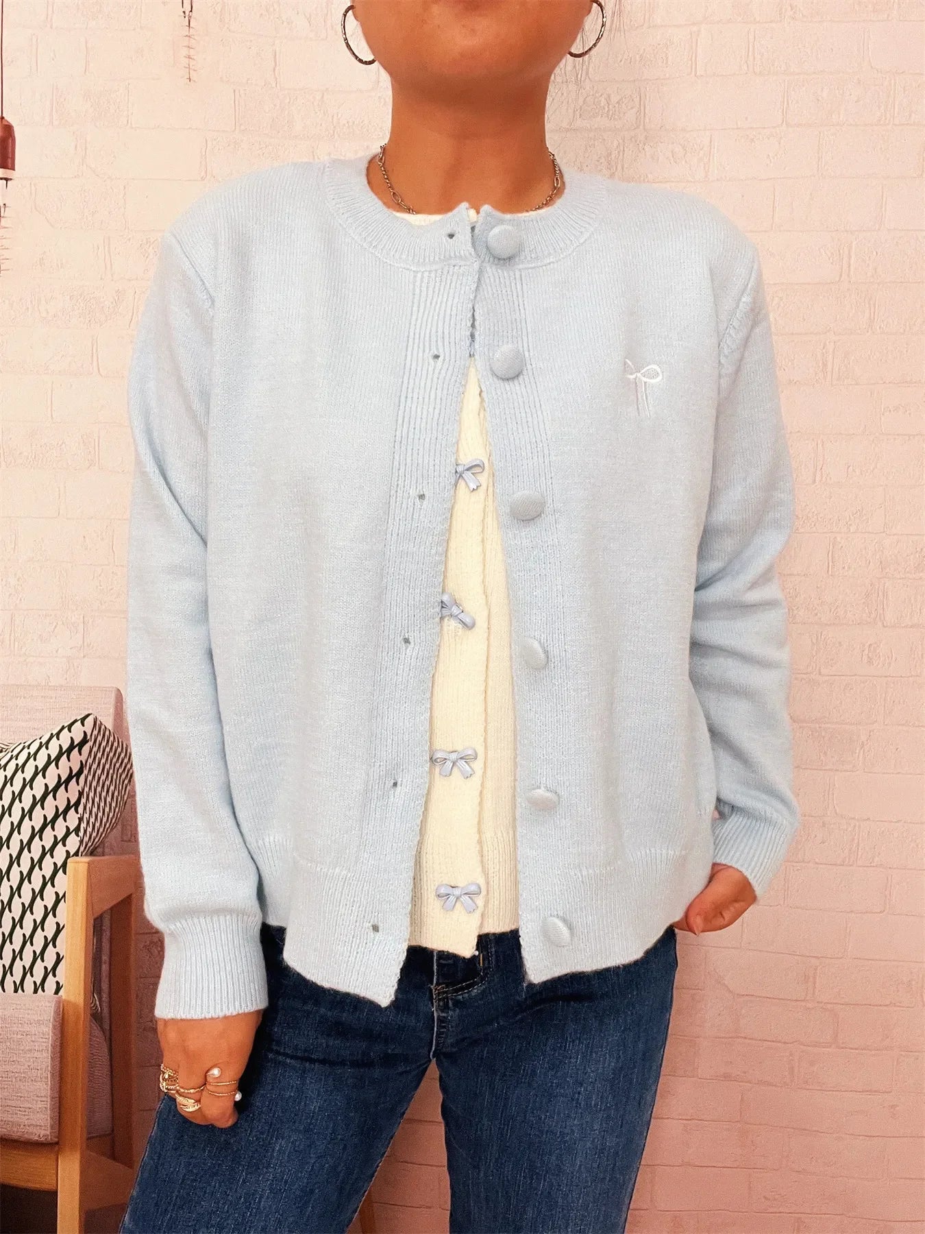 Button Up Long Sleeve Cardigan Slightly Stretchy - Southern Shores Clothing