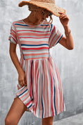 Striped Round Neck Dress - Southern Shores Clothing