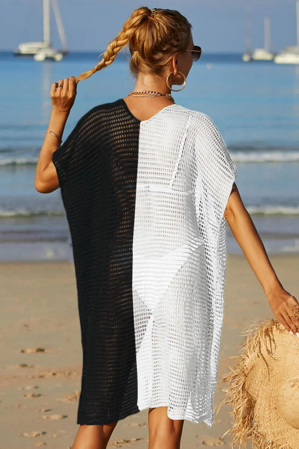 Angel Wings Two-Tone Side Slit Cover Up One Size - Southern Shores Clothing