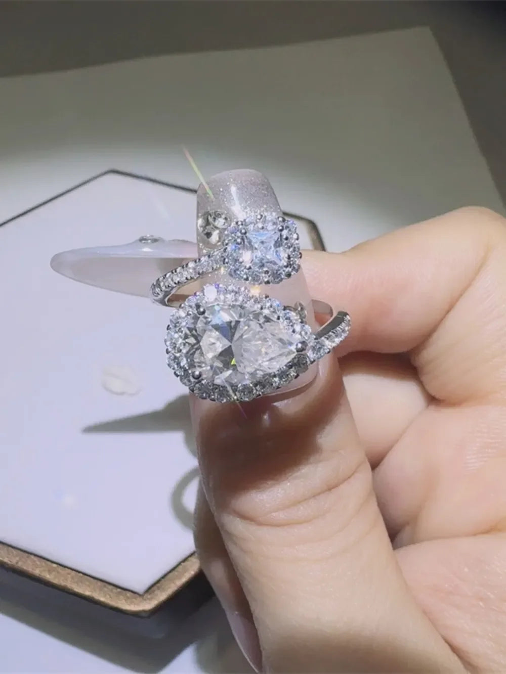 2 Carat Moissanite Sterling Silver Bypass Ring - Southern Shores Clothing