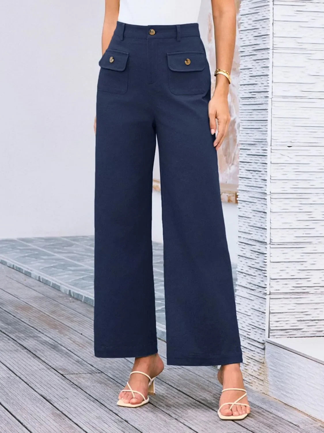 High Waist Wide Leg Relaxed Pants With Comfortable Fit - Southern Shores Clothing
