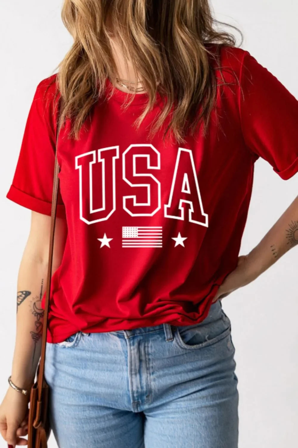 American Flag Crewneck T Shirt With Stretch Basic Fit - Southern Shores Clothing