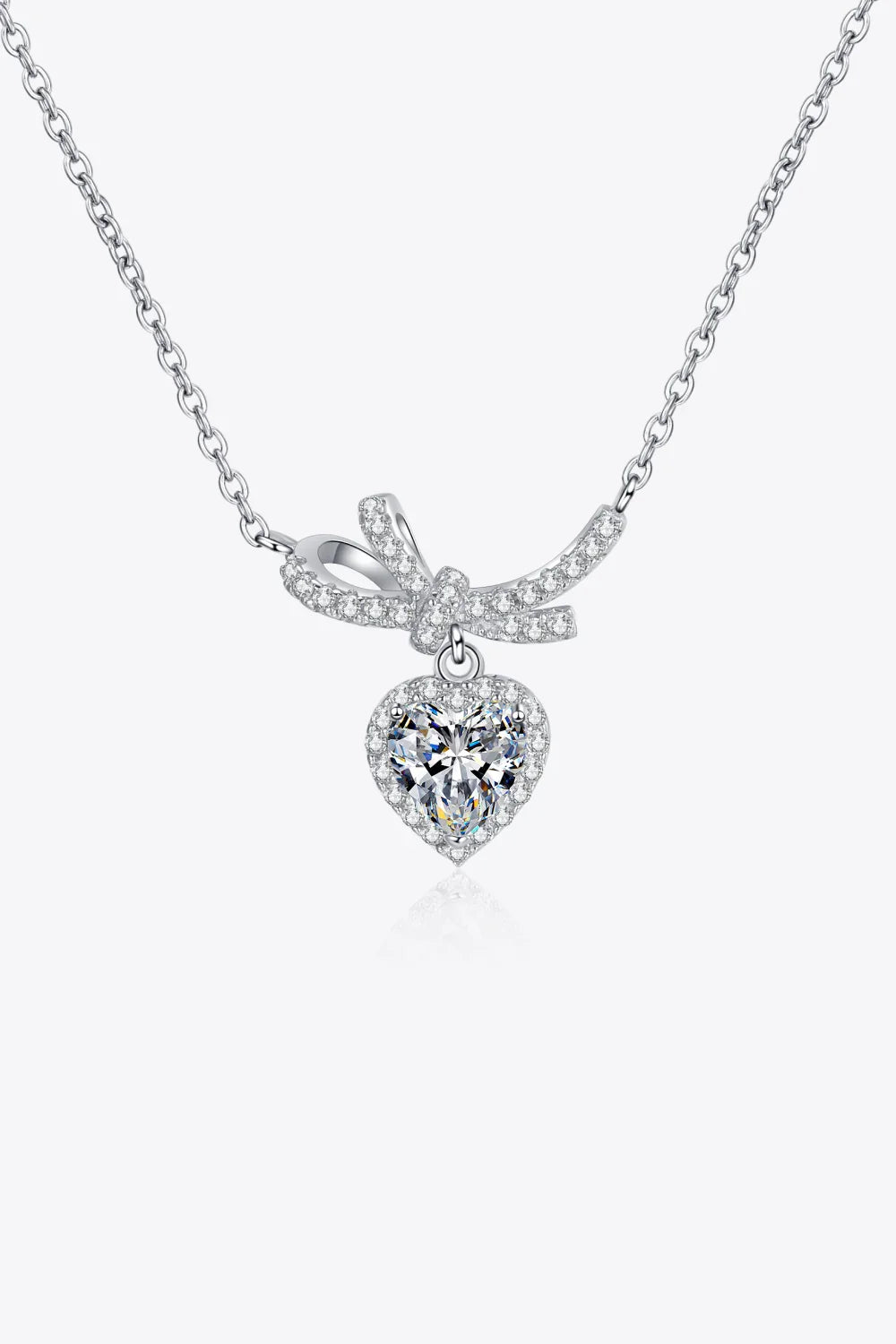 Moissanite Heart Pendant Necklace Sterling Silver - Southern Shores Clothing