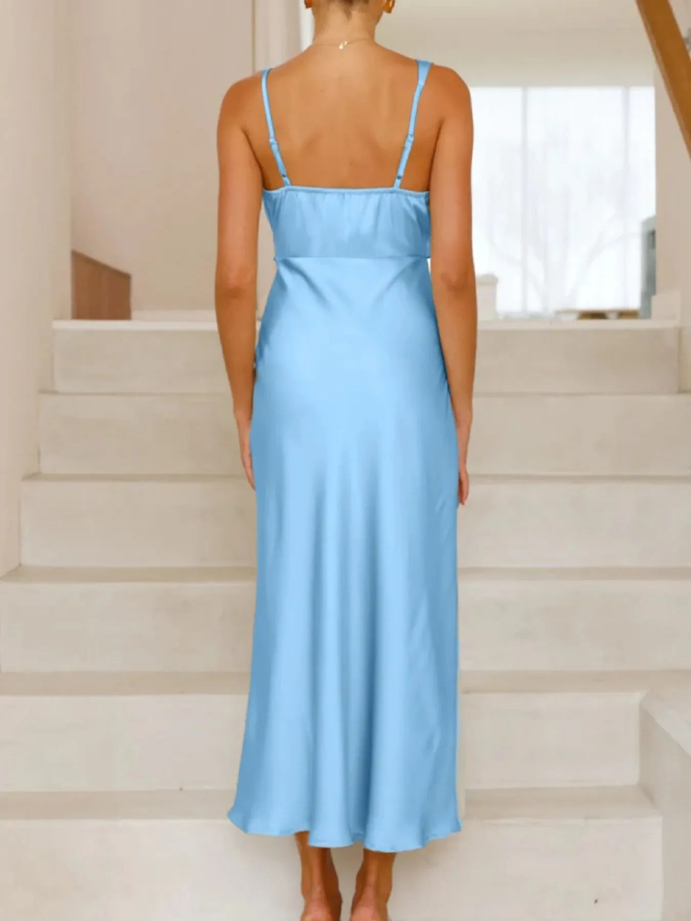 Satin Asymmetrical Magnolia Midi Dress Shimmering Evening - Southern Shores Clothing
