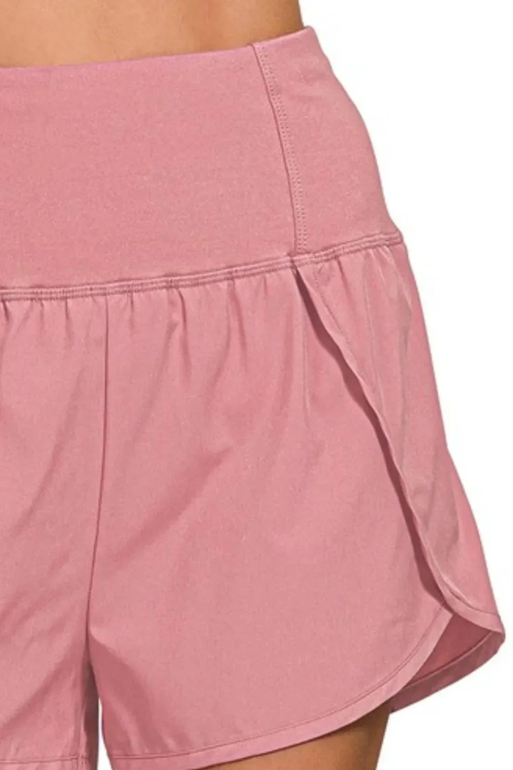 High Waisted Zippered Back Pocket Running Shorts - Southern Shores Clothing