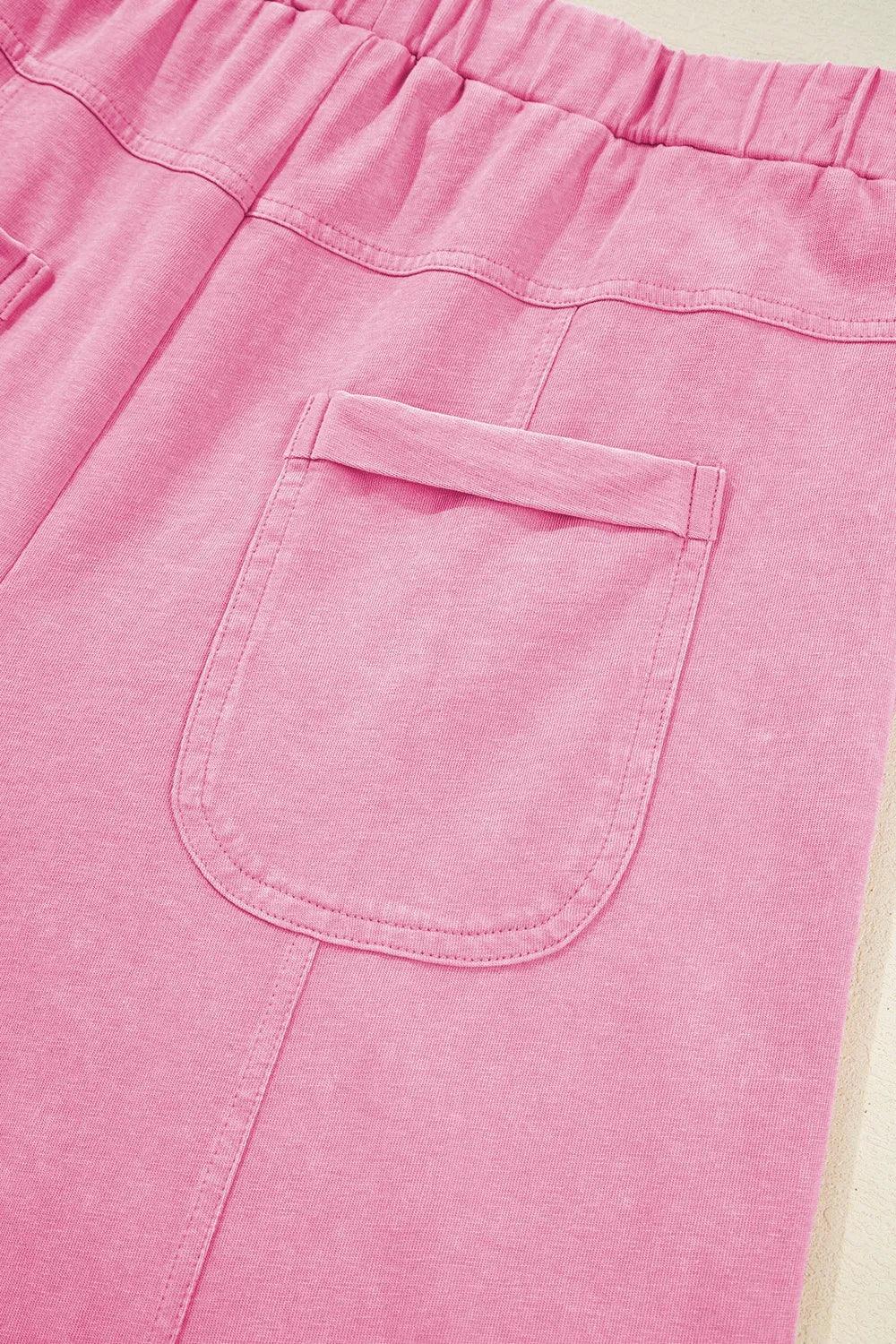 Mineral Wash High Waist Wide Leg Cotton Cargo Pants - Southern Shores Clothing