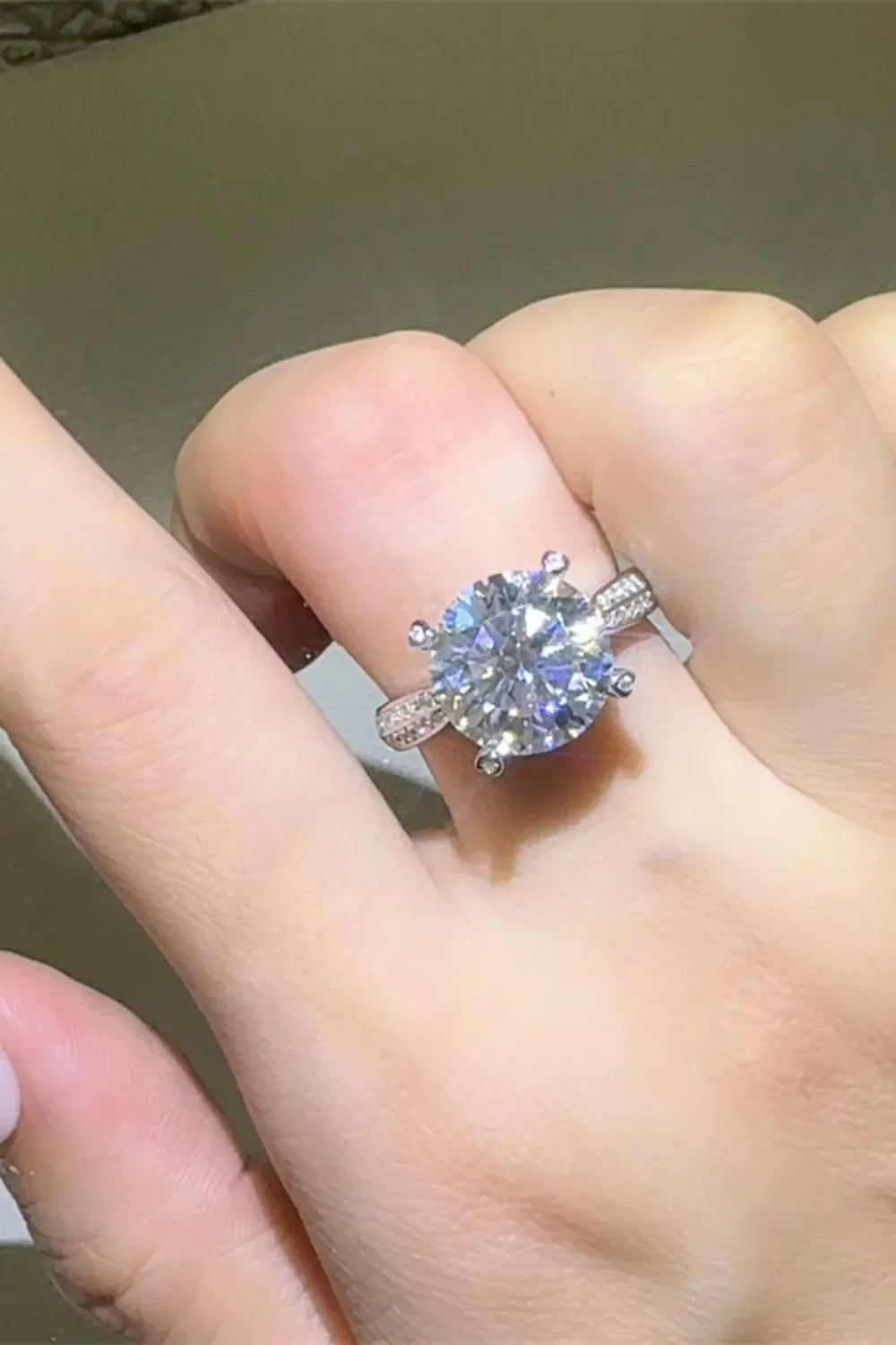 Six Prong Center Moissanite Sterling Silver Ring - Southern Shores Clothing