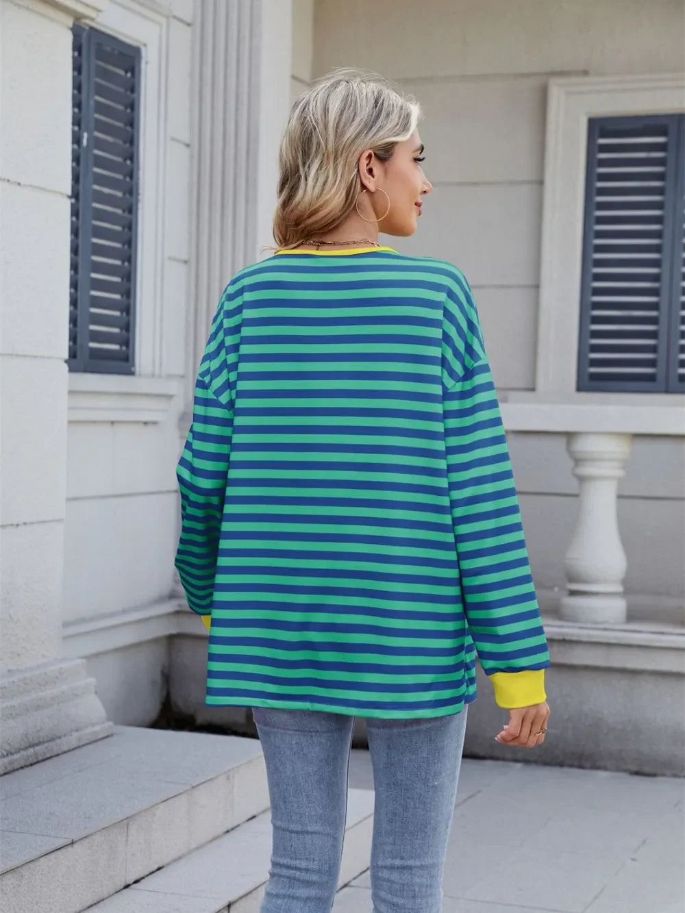 Lace-Up Striped Long Sleeve T-Shirt - Southern Shores Clothing