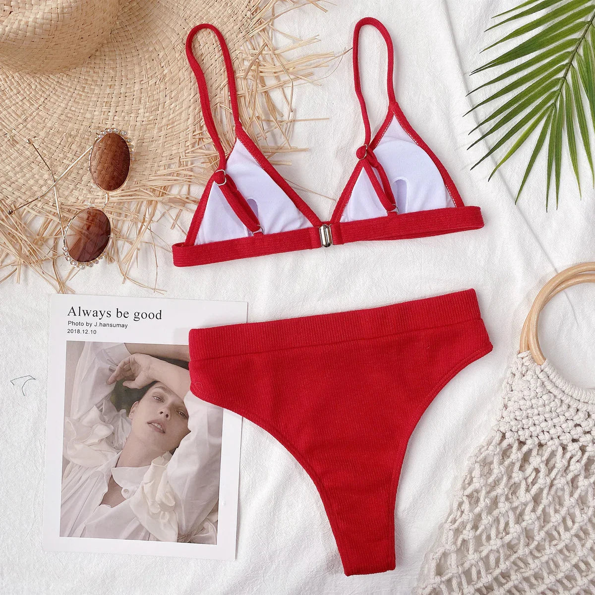 Highly Stretchy Ribbed Spaghetti Strap Bikini Set - Southern Shores Clothing