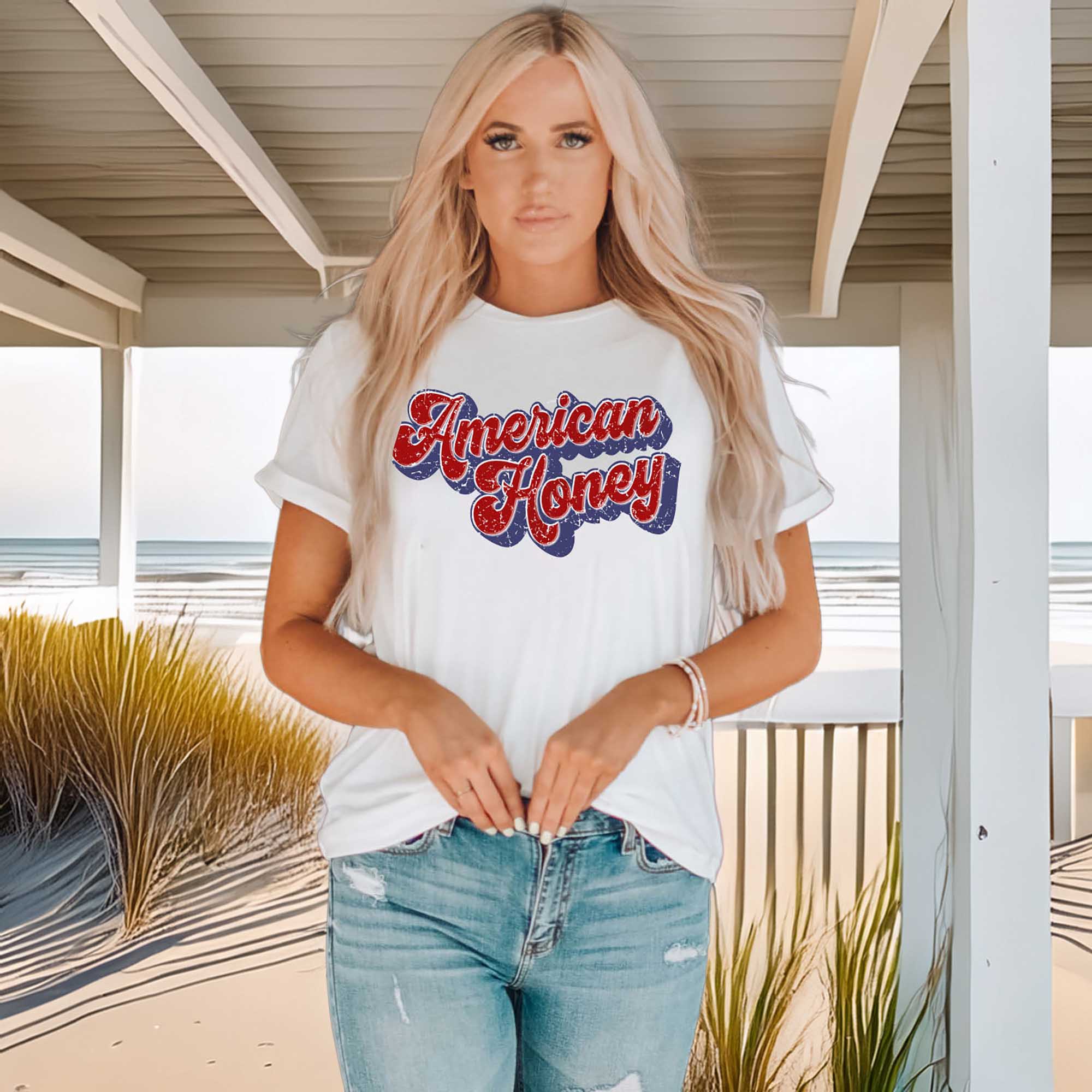 American Honey Cuffed Short Sleeve T-Shirt for Women