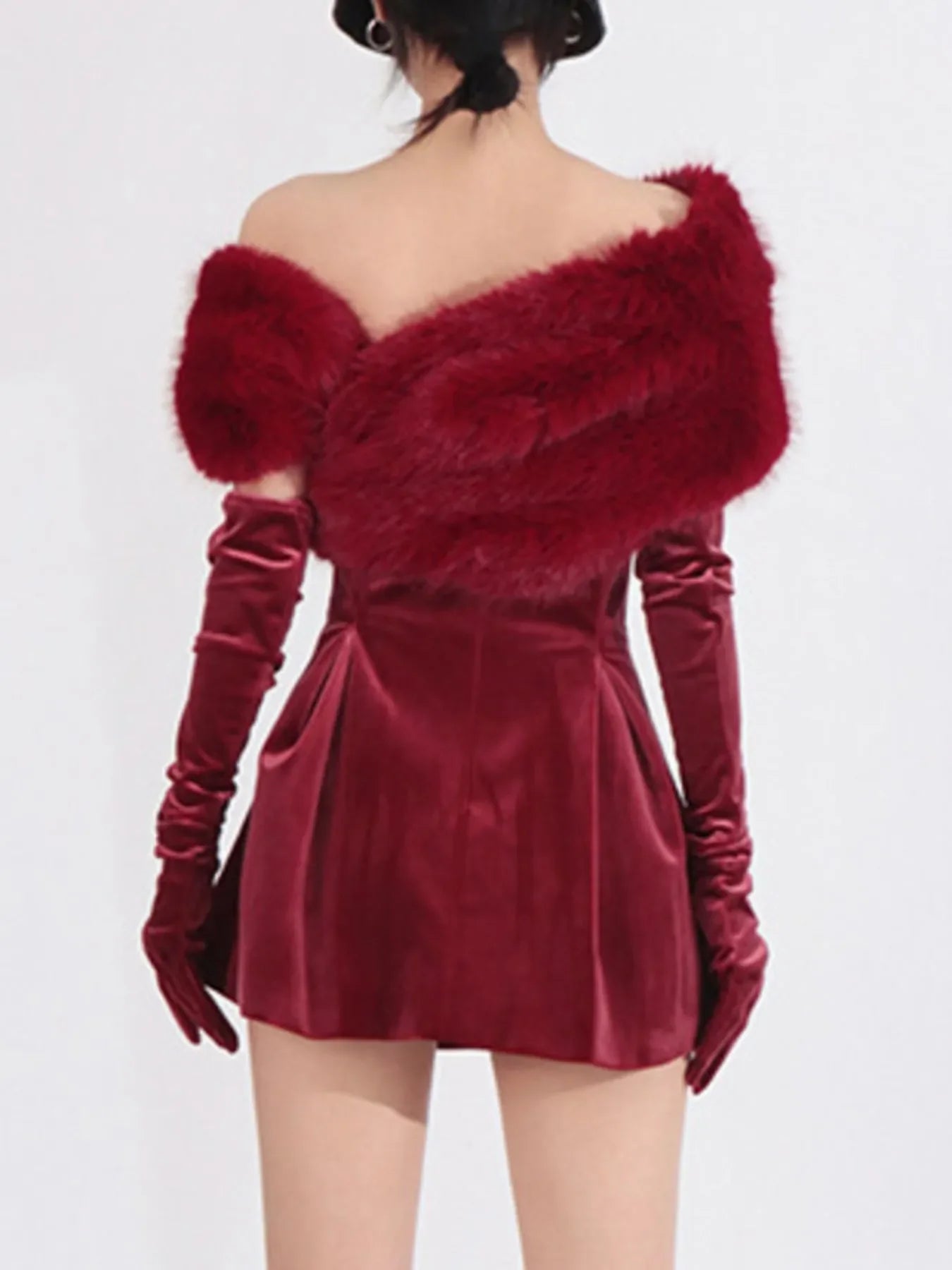 Fuzzy Off Shoulder Mini Dress For Sunlit Getaways - Southern Shores Clothing