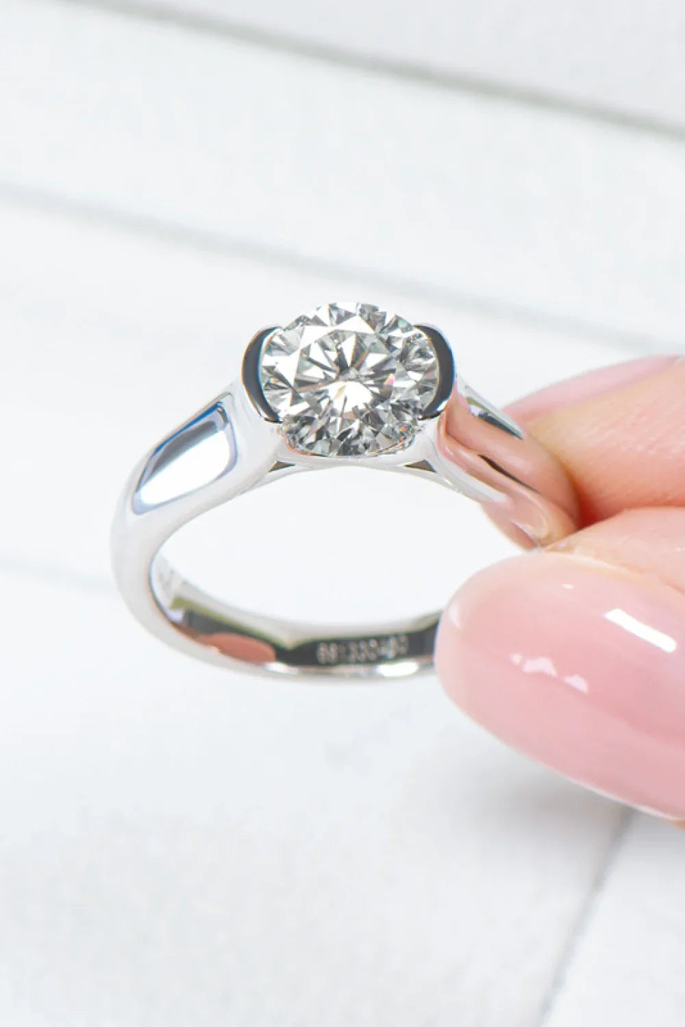Minimalist 2 Carat Moissanite Platinum-Plated Ring - Southern Shores Clothing