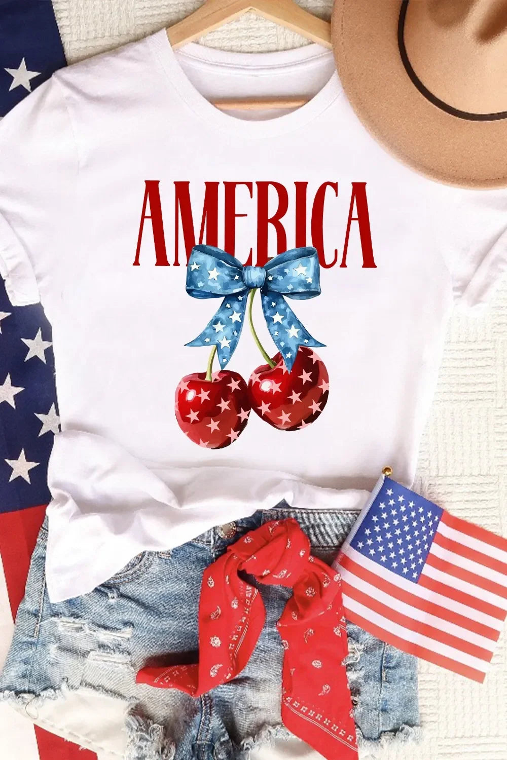 Cherry Print Crewneck T Shirt With Stretch Fabric - Southern Shores Clothing