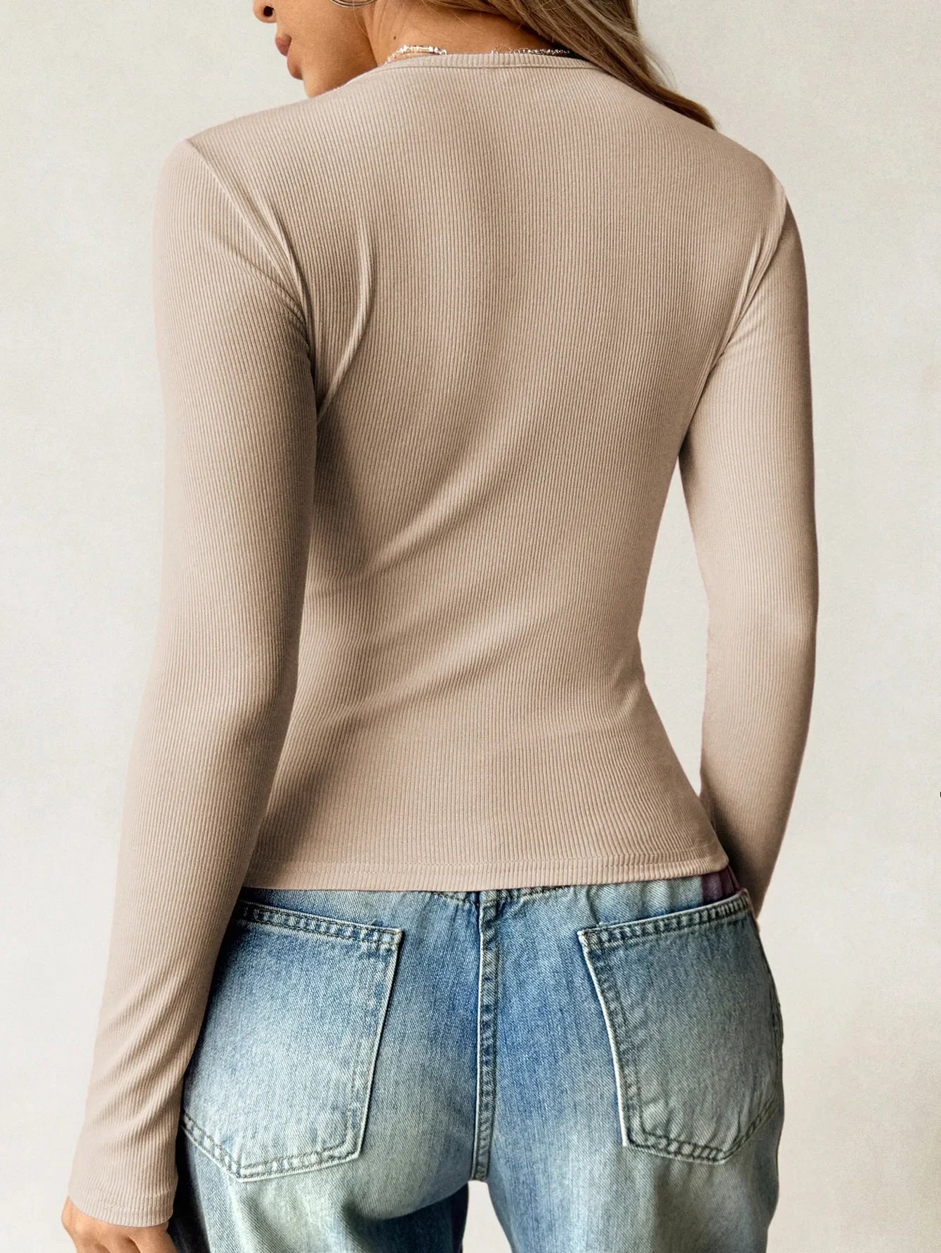 Ribbed Knit Long Sleeve T-Shirt - Southern Shores Clothing