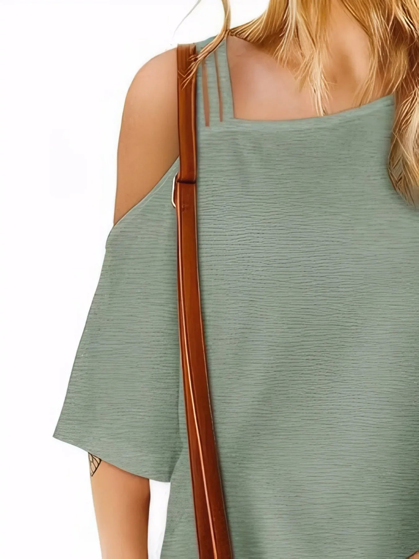 Asymmetrical Neck Half Sleeve Tee With Relaxed Fit - Southern Shores Clothing