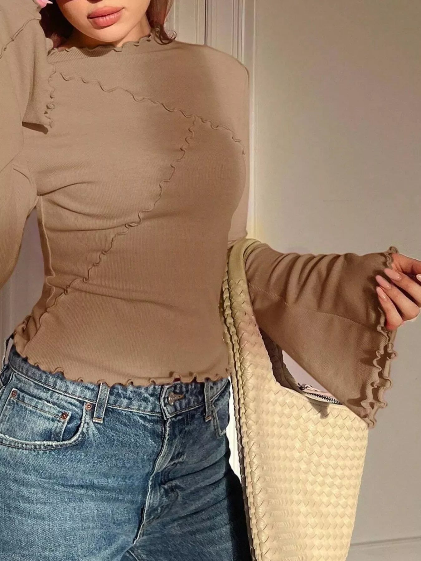 Lettuce Edge Flare Sleeve Top - Southern Shores Clothing