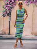 Striped Sleeveless Midi Beach Cover Up Dress - Southern Shores Clothing
