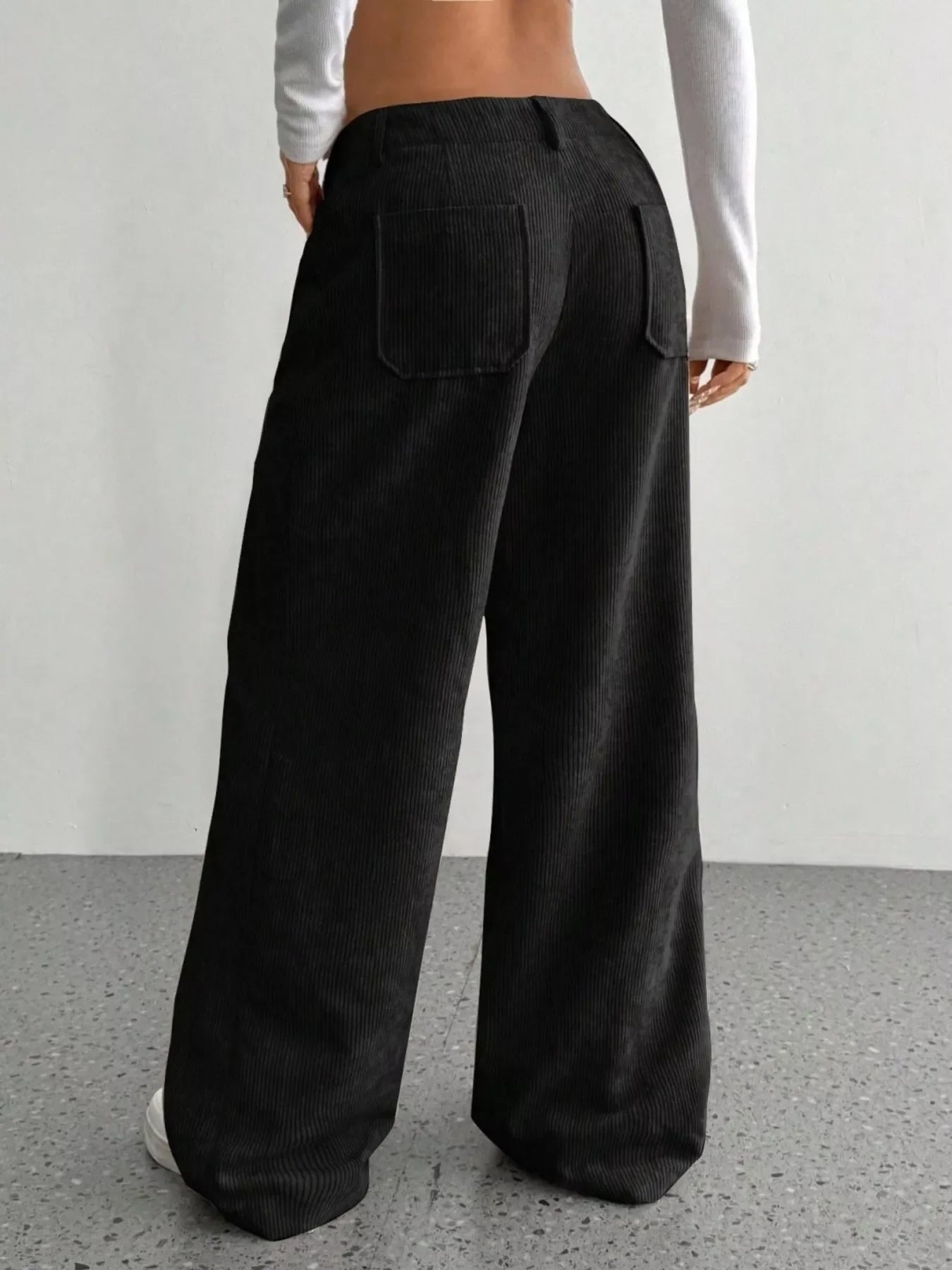 Wide Leg Corduroy Pants With Pockets And Relaxed Fit - Southern Shores Clothing