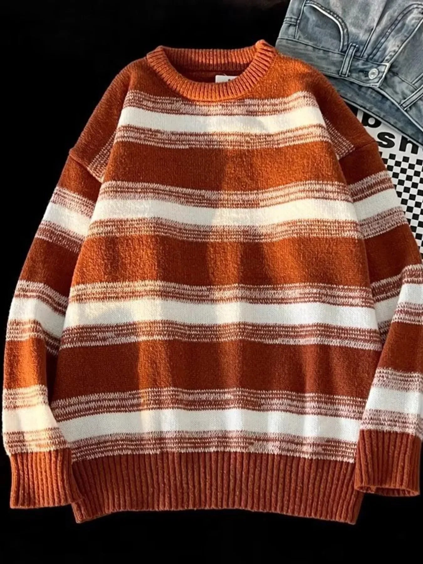 Striped Knit Round Neck Sweater Classic Casual - Southern Shores Clothing
