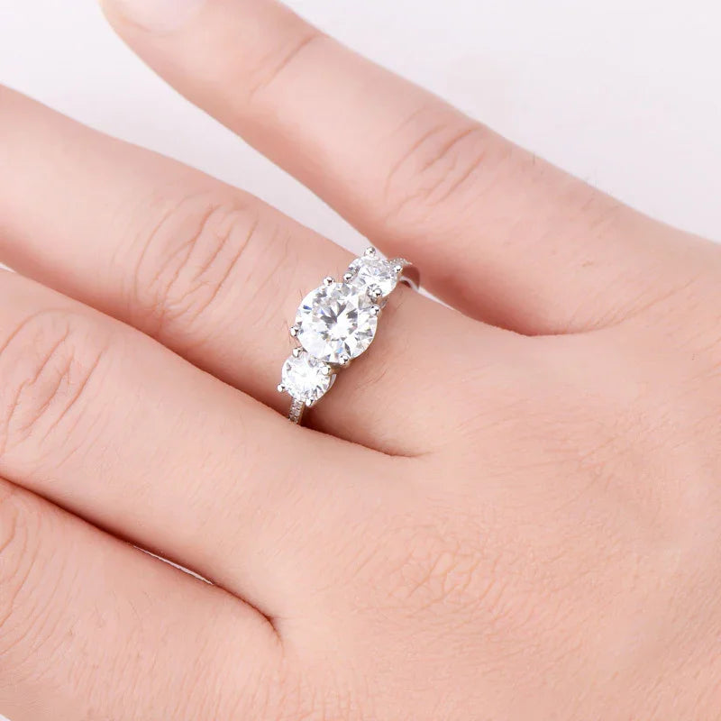 3 Carat Moissanite Sterling Silver Ring Solitaire - Southern Shores Clothing