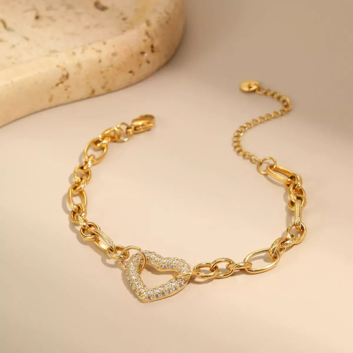 18K Gold-Plated Rhinestone Chain Bracelet Adjustable - Southern Shores Clothing