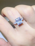 3 Carat Moissanite Sterling Silver Square Ring