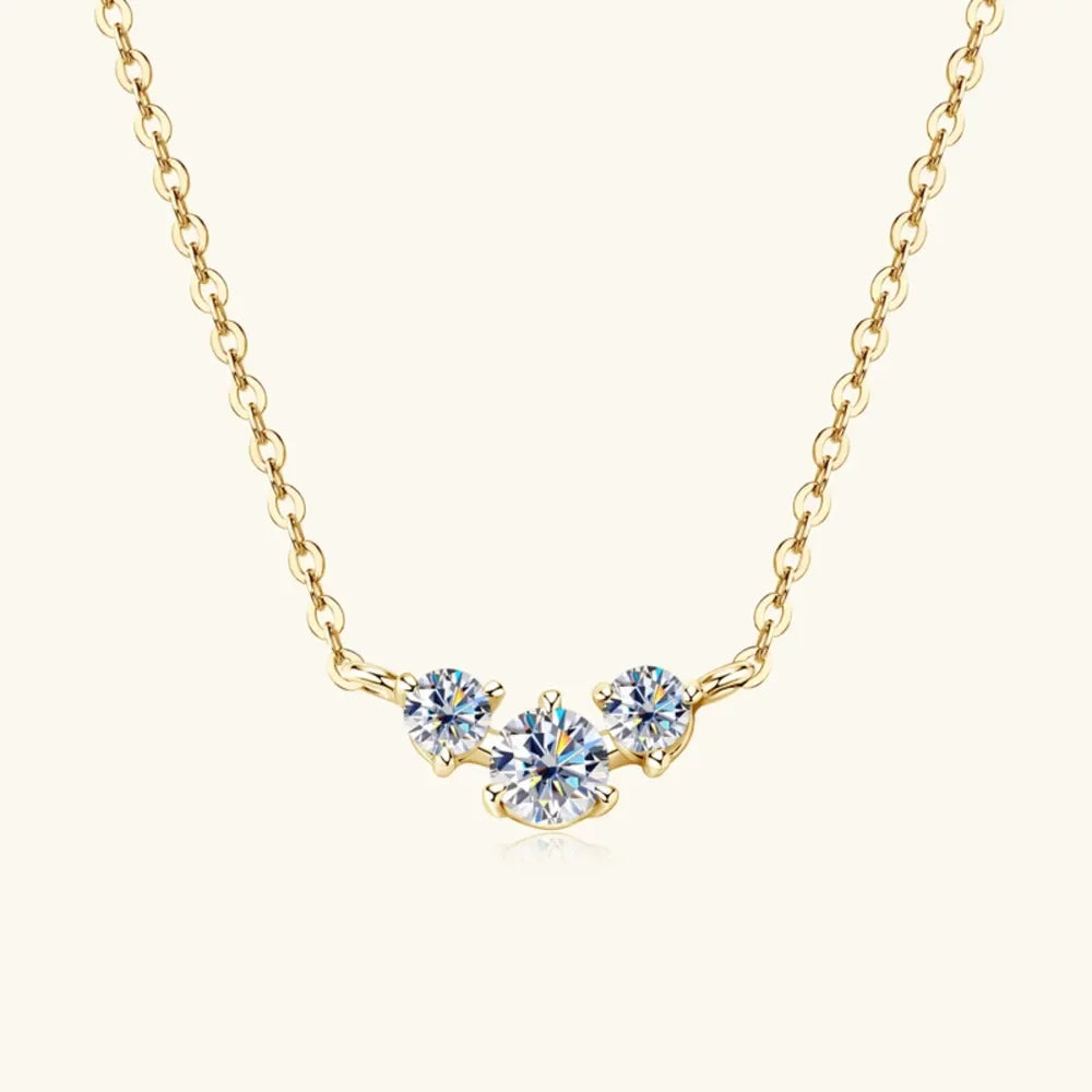 Sterling Silver Inlaid Moissanite Necklace For Everyday Wear - Southern Shores Clothing