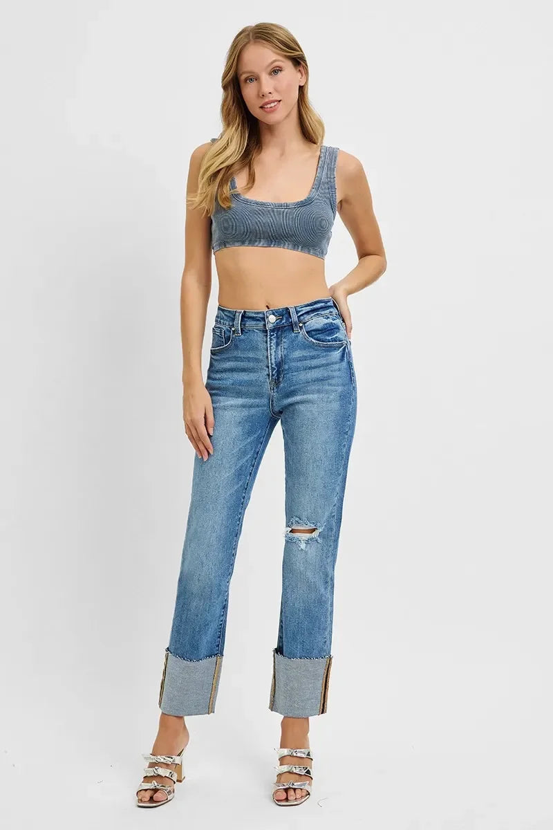 High Rise Ankle Straight Jeans Plus Size - Southern Shores Clothing