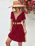 Contrast V-Neck Short Sleeve Mini Dress - Southern Shores Clothing