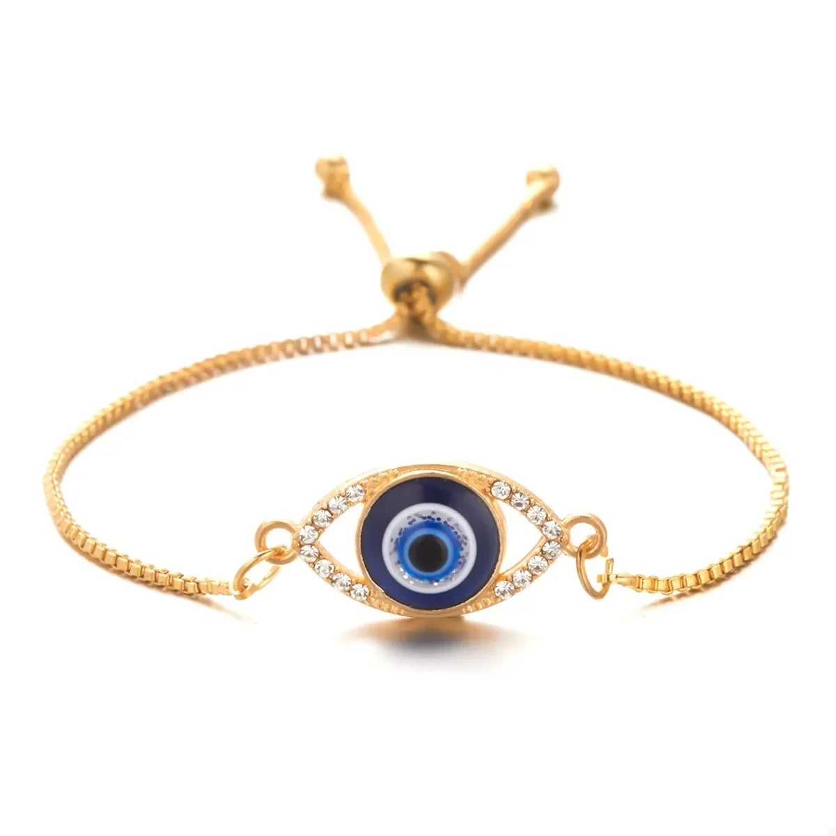 Evil Eye Adjustable Resin Bracelet With Rhinestones - Southern Shores Clothing
