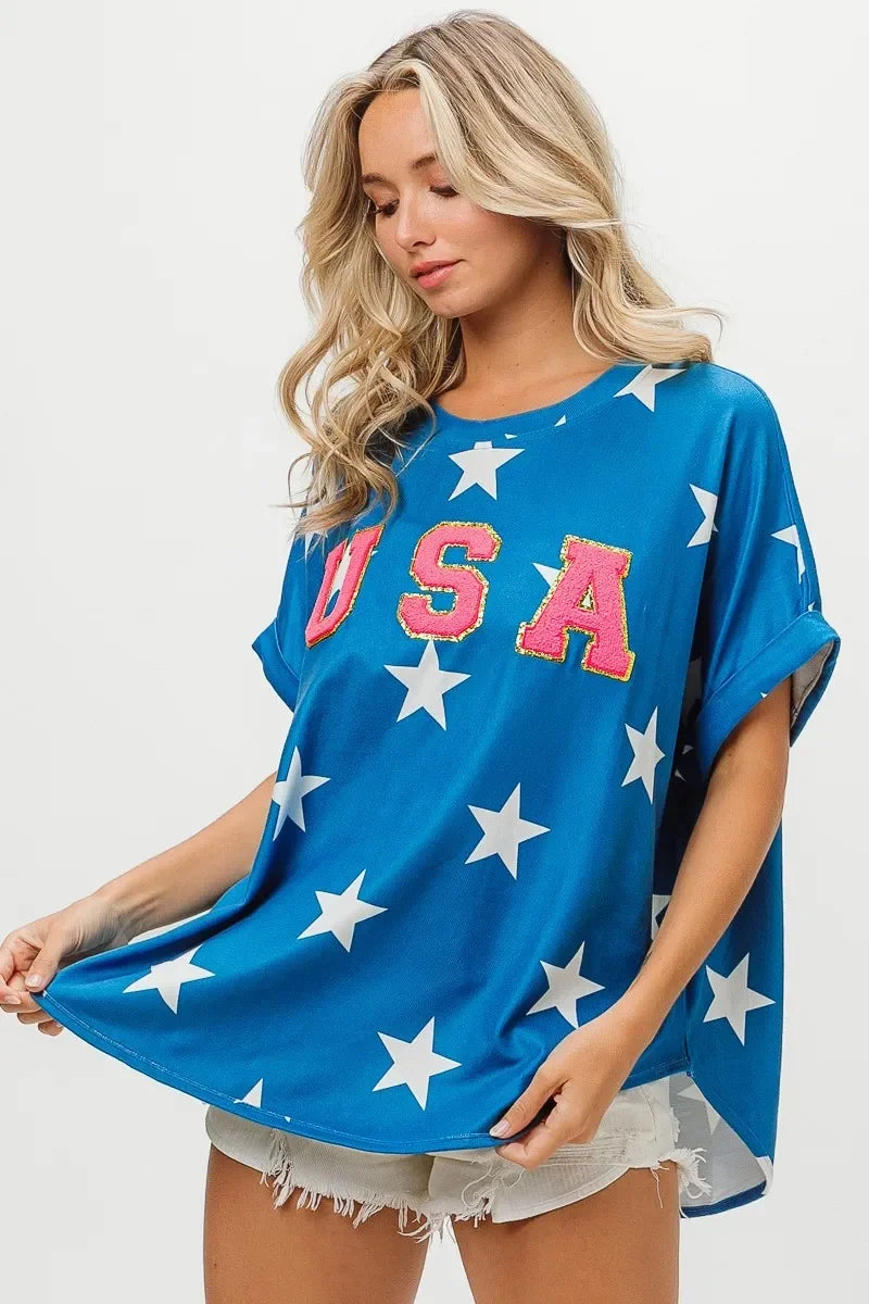 Fourth Of July Star Knit T Shirt Patriotic Celebration - Southern Shores Clothing