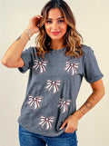 Sequin Bow Short Sleeve Tee - Southern Shores Clothing
