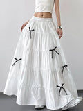 Lightweight Tiered Maxi Skirt With Bow Accent - Southern Shores Clothing