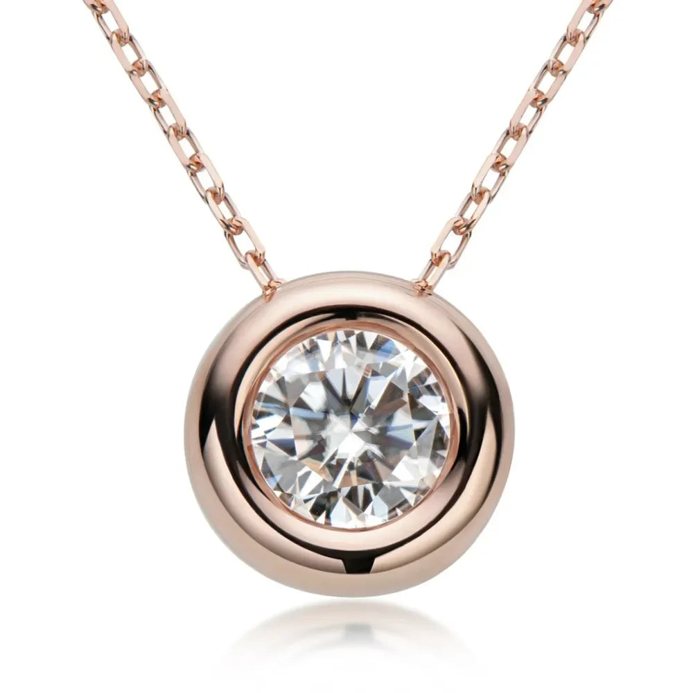 1 Carat Moissanite Rose Gold Plated Sterling Silver Necklace - Southern Shores Clothing